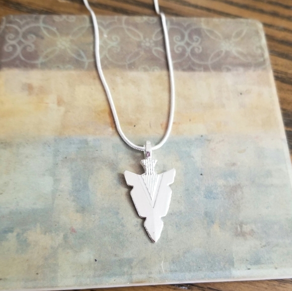Sterling Silver Arrowhead Necklace Mens Necklace Tribal Spear Mens Jewelry - Picture 6 of 6